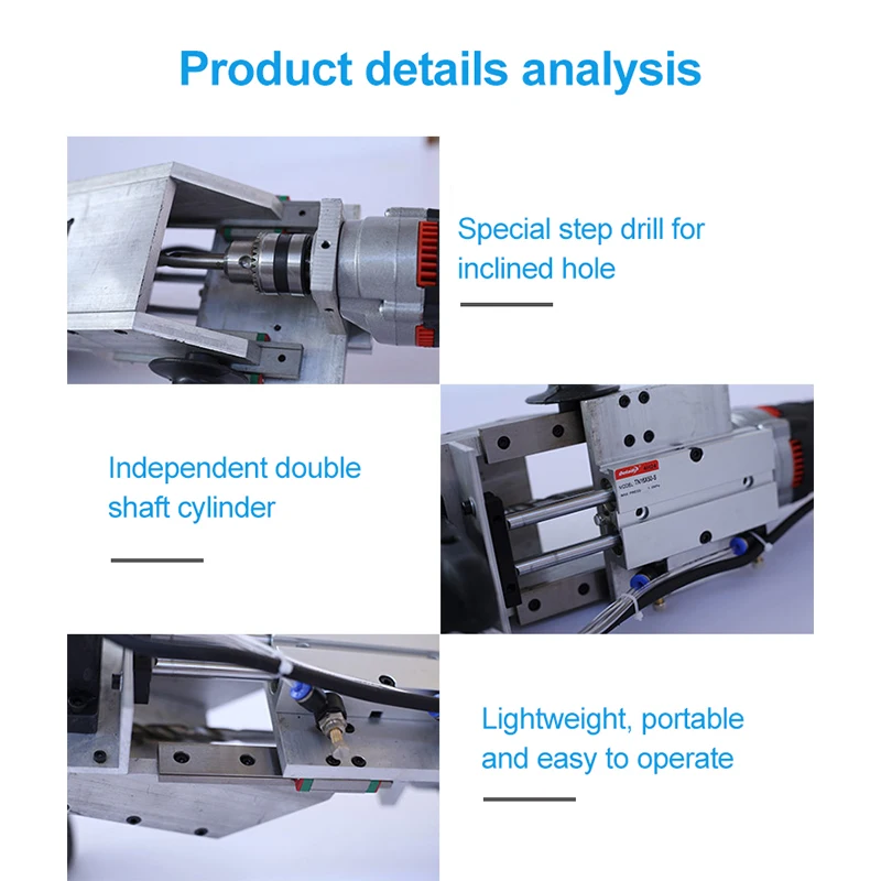 Pneumatic Oblique Pocket Hole Drilling Machine Woodworking Electric Drill Oblique Eye Hole Machine Side