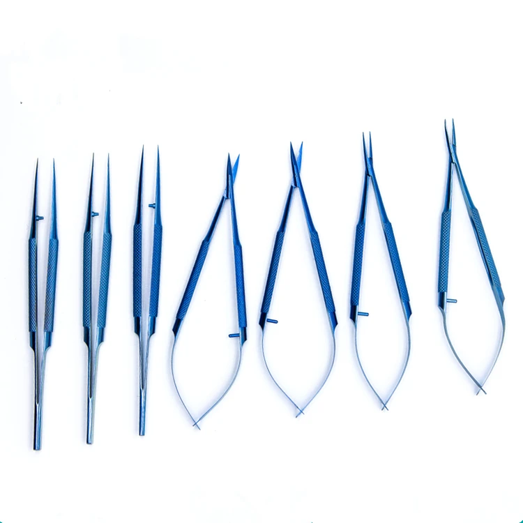 

7pcs/set 14cm Titanium alloy ophthalmic microsurgical instruments Needle Holder Micro scissors Tweezers