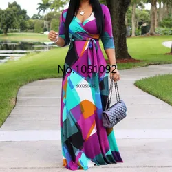 African Dresses For Women Long Dress Long Sleeve Nigerian Traditional Clothing Floral Print Wedding And Party Outfits