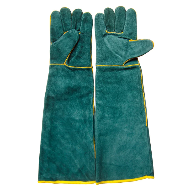 Gants de soudage en cuir véritable de vache, résistants à la chaleur et aux flammes, durables, robustes, épais, allongés de 24 pouces