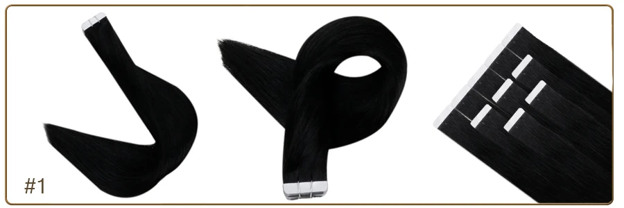 Full Shine Tape in Human Hair Extensions 20pcs Adhesive Skin Weft Pure Solid Color Glue on Woman Hair Machine Made Remy