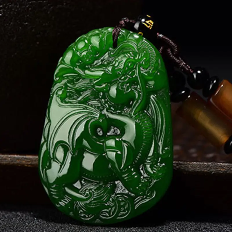 Natural Green Hand-carved Brave Jade Pendant Fashion Boutique Jewelry Men and Women Necklace Gift Accessories