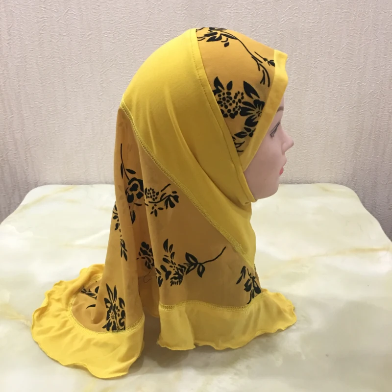 H091 beautiful small girl hijab fit 2-5 years old girls muslim scarf islamic headscarf hat amira pull on headwrap