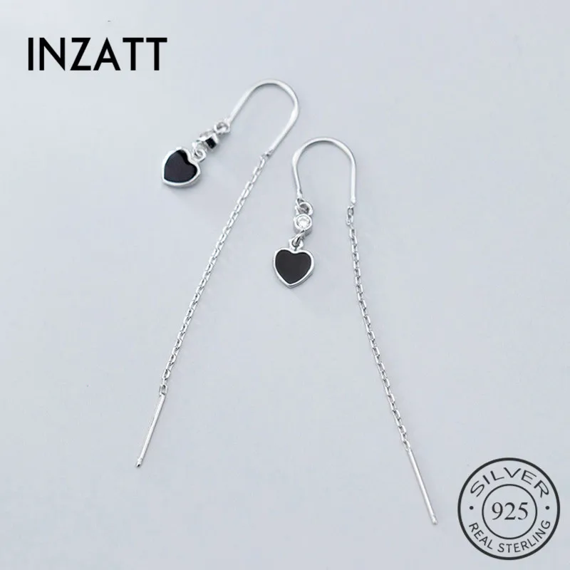 INZATT – boucles d'oreilles à pampilles en forme de cœur pour femmes, en argent Sterling 925 véritable, bijoux fins de fête, accessoires mignons, cadeau