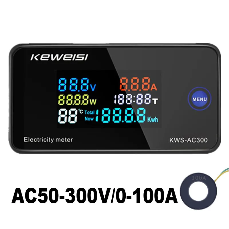 AC 220V 20A 100A Digital Voltmeter Ammeter Power Meter Voltage Tester Energy Volt AmpWattmeter Electricity Monitor