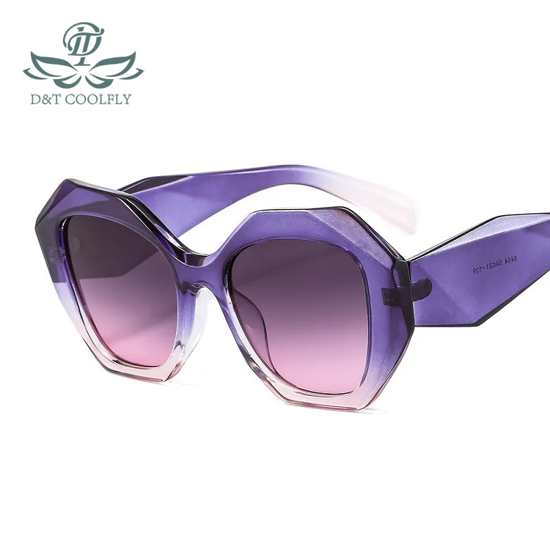 D&T 2021 New Hexagon Sunglasses Women Men Gradients Lens PC Diamond Style Frame Luxury Brand Designer Fashion Sun Glasses UV400