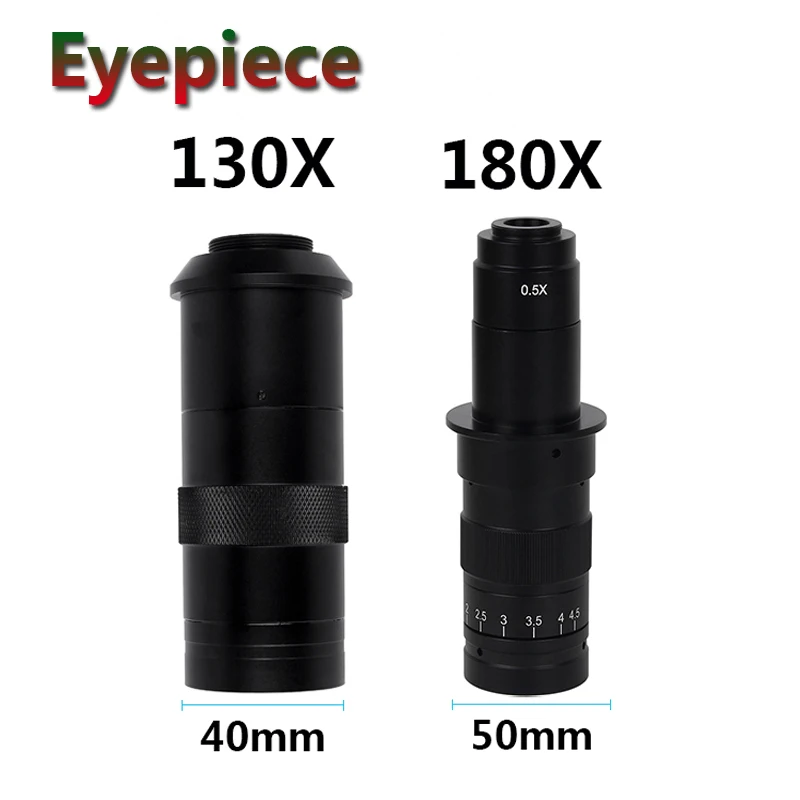 Video Microscope Lens Eyepiece 130X 180X Adjustable Zoom C mount Lens Accessories Glass Magnification Eyepiece Wide Angle Lens