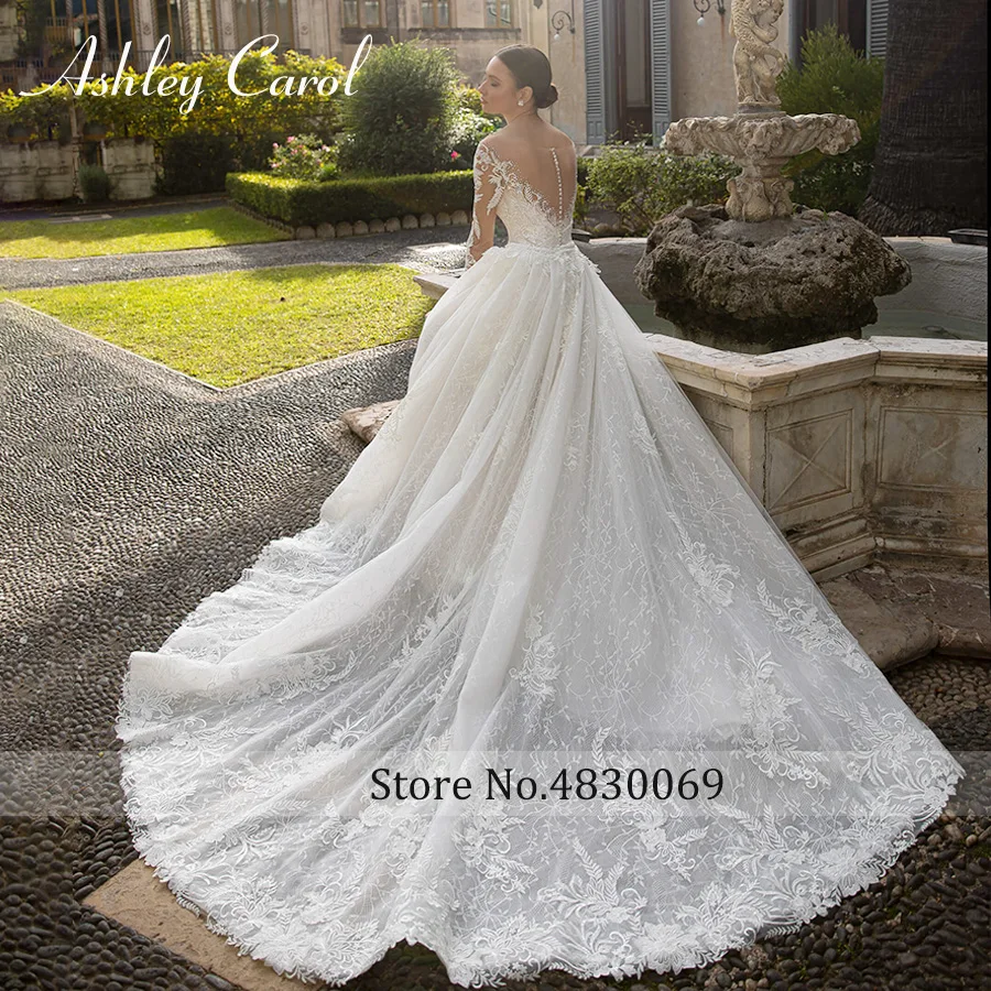 Ashley Carol – robe de mariée sirène Sexy, 2 en 1, manches longues, détachables, avec des Appliques en dentelle, romantique, 2023