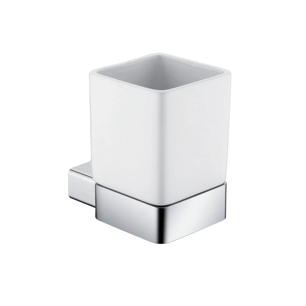 Aluminum Tumbler Holder Double Ceramic Cup Lotion Dispenser Toilet Brush Holder Ceramic Holder