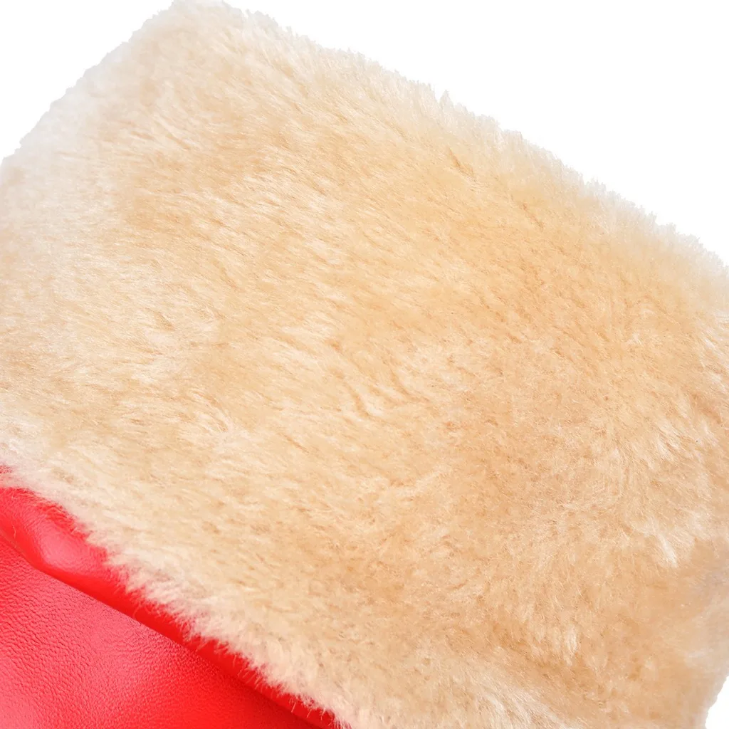 Stivaletti alti al ginocchio femminili invernali in pelle PU impermeabile peluche caldo pelliccia di agnello Blak bianco rosso zeppe scarpe donna