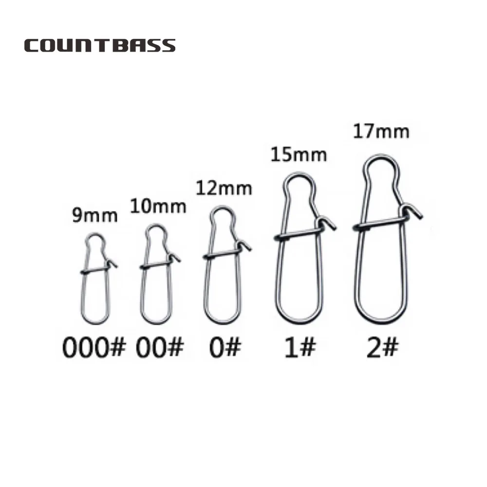 Countbass 50pcs High Quality Stainless Steel Fast-Lock Bass Snap for Fishing Lure Accessories Swivels Snap