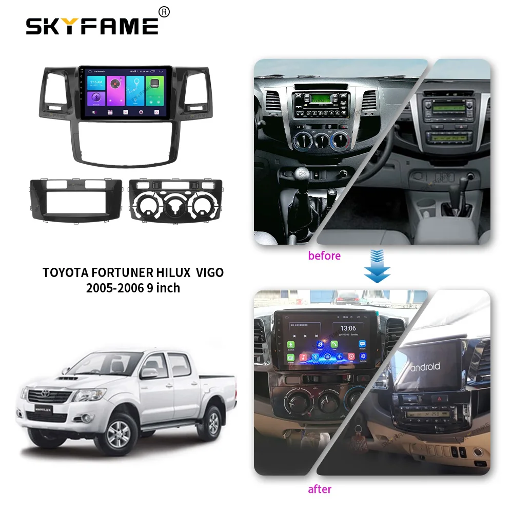 SKYFAME Car Fascia Frame Adapter Android Radio Dash Fitting Panel Kit For Toyota Vigo Hilux Fortuner