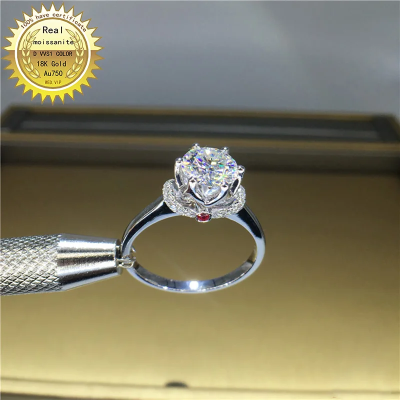 

100%18K goldr ring 1ct DVVS moissanite ring Engagement&Wedding Jewellery with certificate 0031