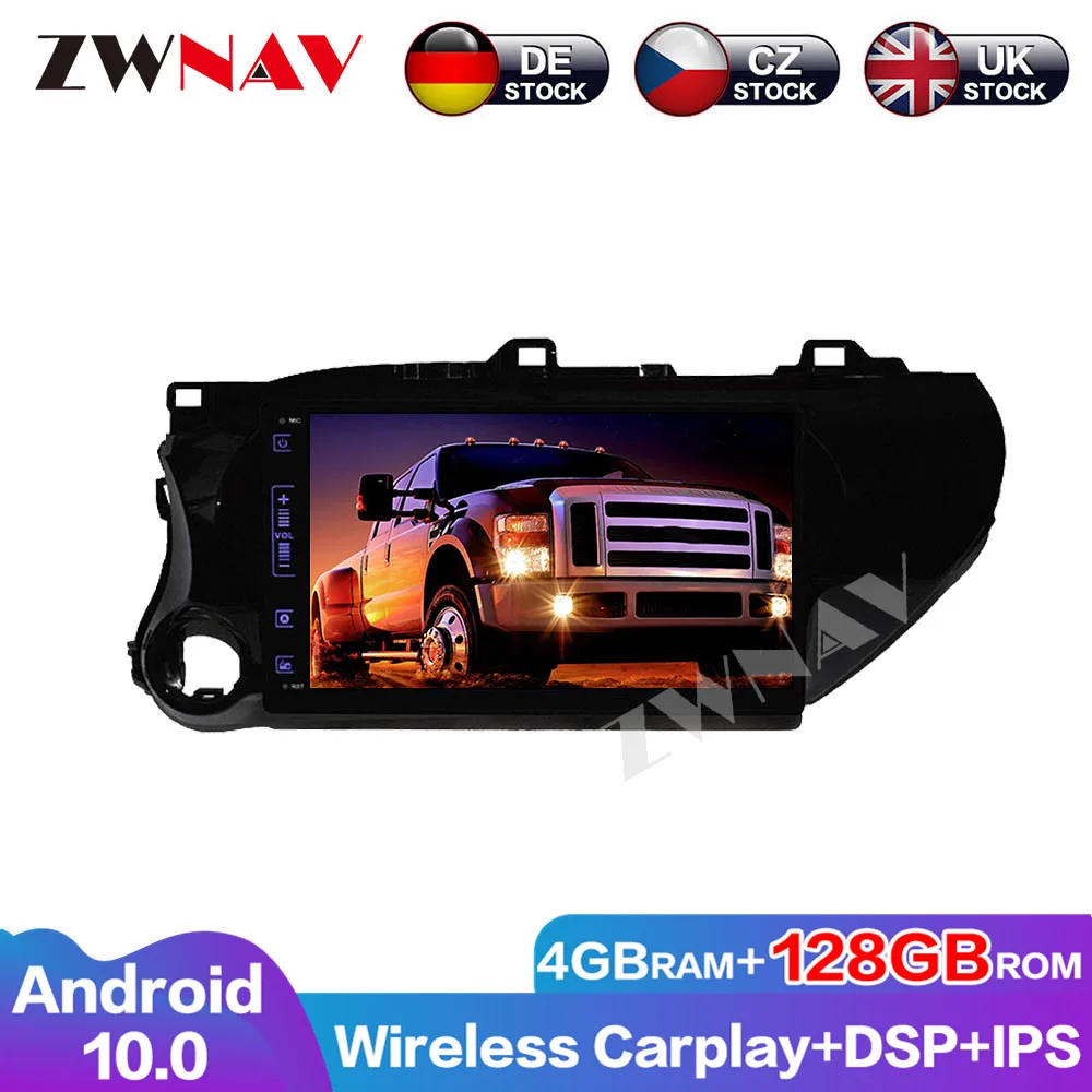 Android 10 4G+128G ZWNAV Carplay Car DVD Player For Toyota Hilux 2016-2018 GPS Audio Stereo Multimedia Head unit Auto Radio