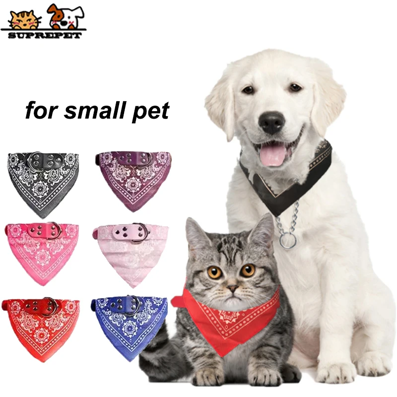 

SUPREPET Lovely Adjustable Small Dog Collar For Dogs Small Pet Slobber Towel Pitbull Cat Collar Print Scarf Design Neckerchief