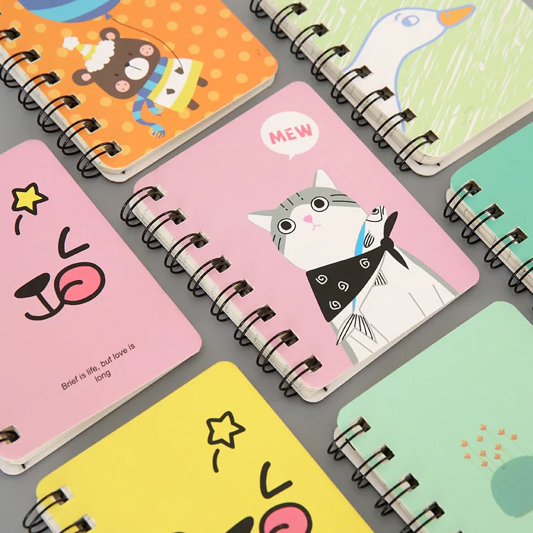 4pcs Creative Cartoon Memo Pads Cute Coils Notebook Student Kids Gifts Prizes Kawaii School Office Learning Stationery Wholesale