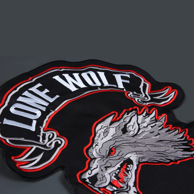 14 Inches Lone Wolf No Club Broadsword Large Sew On Embroidery Patches For Jacket Back Vest Motorcycle Biker