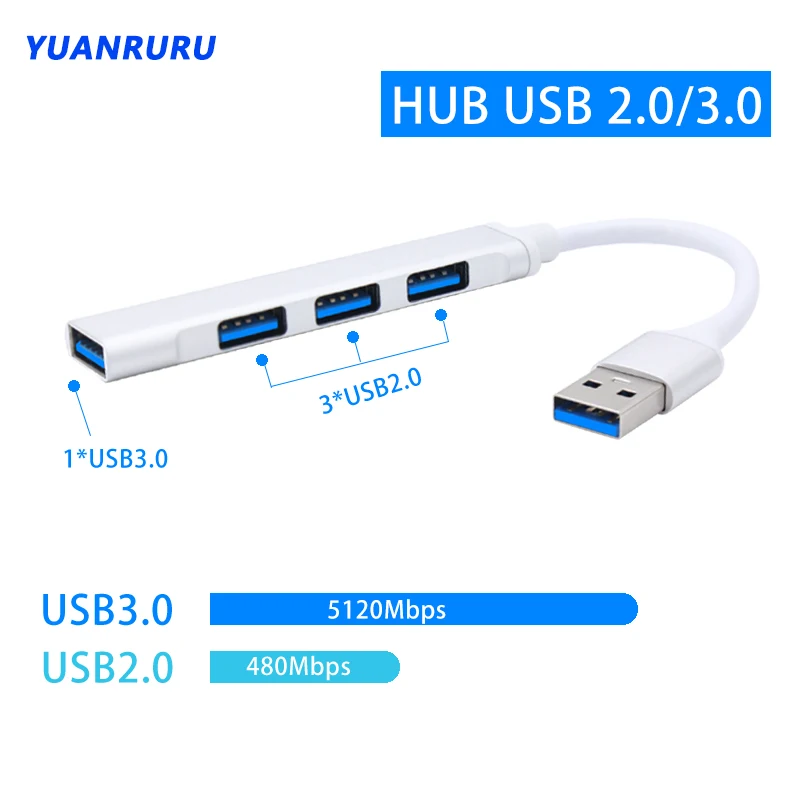 4 порта USB 2,0 концентратор 3,0 Тип C мультиразветвитель адаптер для Lenovo Xiaomi Macbook Pro 13 15 Air Pro ПК компьютер USB удлинитель