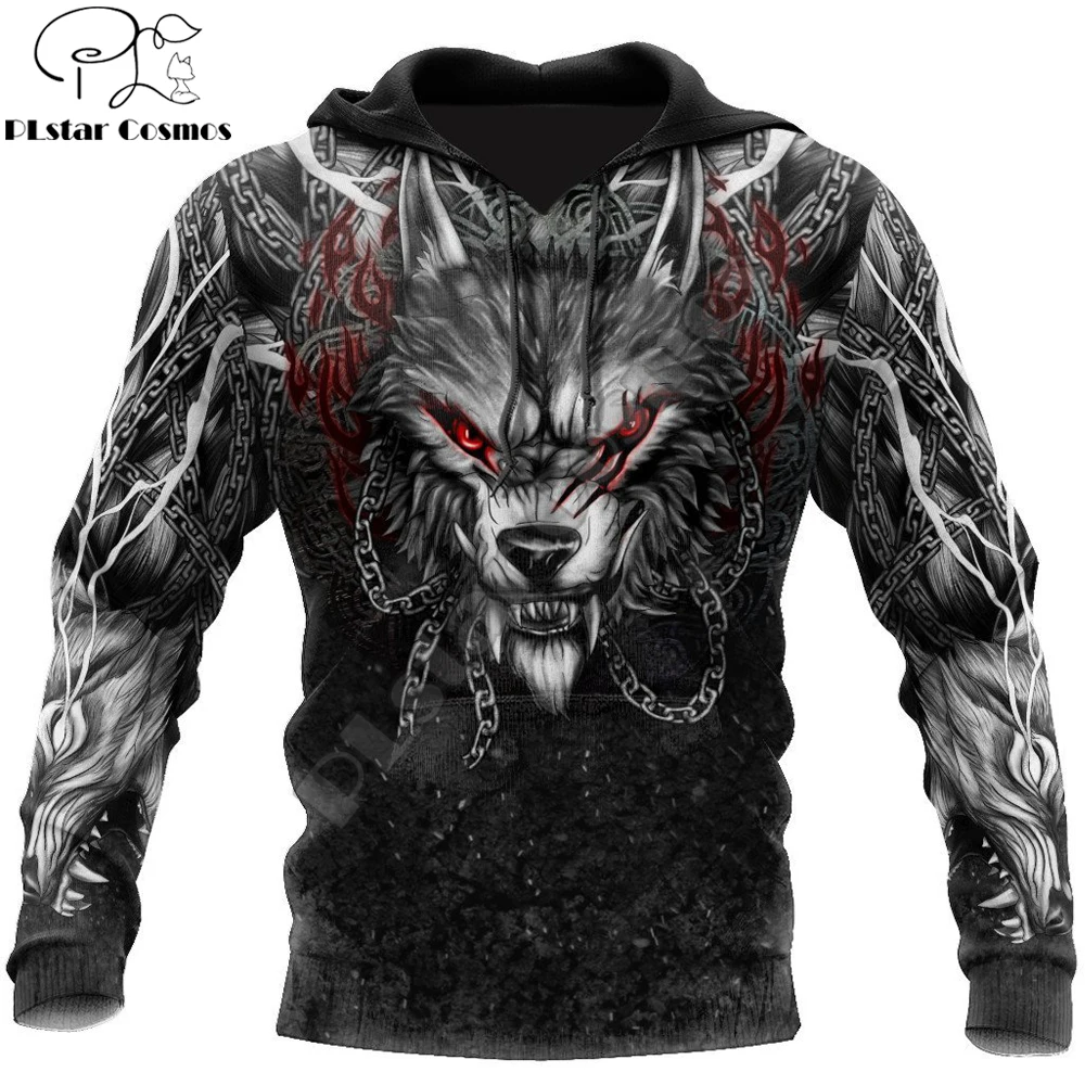 Wolf Tattoo 3D Printing Autumn Fashion Mens Hoodie Unisex Hooded sweatshirt Streetwear Casual Jacket Tracksuit DW693