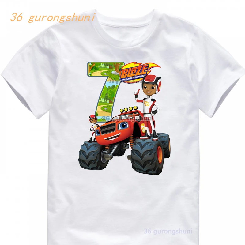 Kids T Shirt Boys T Shirts 5 6 Birthday Blaze And The Monster Machines T-shirts summer Tops For Girls clothing Children Clothes