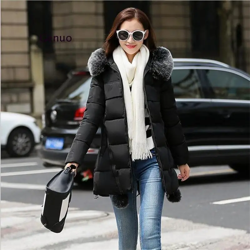 Fake Fox Fur Womens Parka Casual Outwear Autumn Winter Hooded Coat Female Winter Jacket Women's Winter Down Jackets and Coats