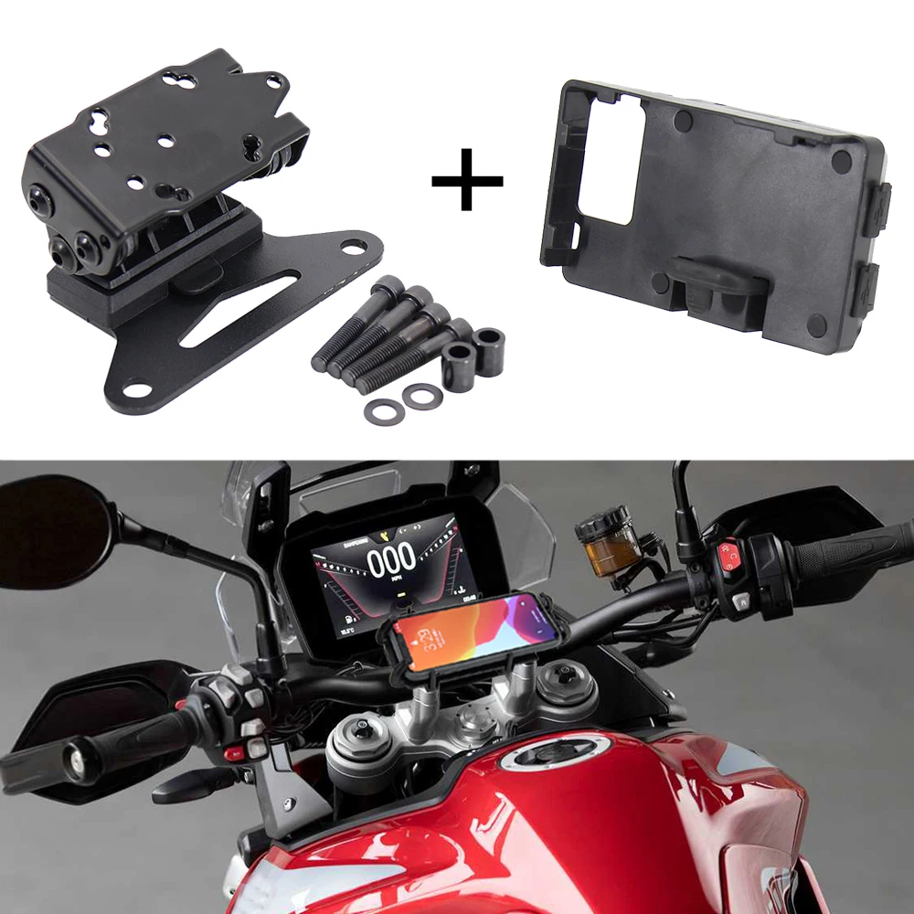 Motorcycle Navigation Bracket GPS Plate Bracket Phone Holder USB Fit For Tiger 900 Rally/GT/GT Pro/GT Rally Pro 2019-2021