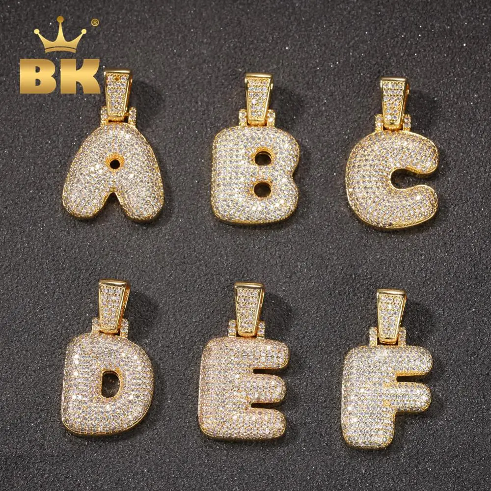 Cute 26 English Word Letters Pendant A-Z Necklaces Bubble Initial Letters Single Word Cubic CZ  Hiphop Jewelry Fashion Gifts