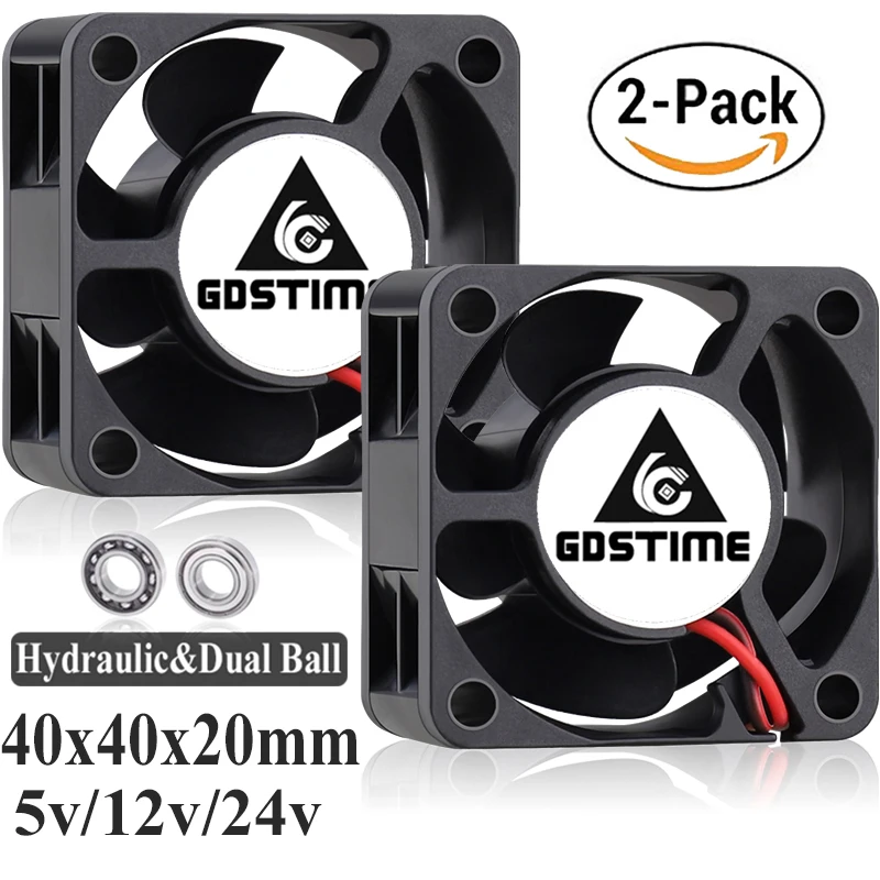 2 piece Gdstime 4cm 3D printer Cooling Fan DC 5V 12V 24V  Small Brushless Cooler Fan 40x40x20mm 40mm 4020 Computer case Heatsink