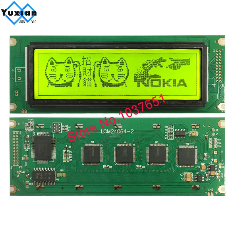 Lcd Module 24064 Display  Blue Green  UCI6963 intead WG24064 LM24064DFW