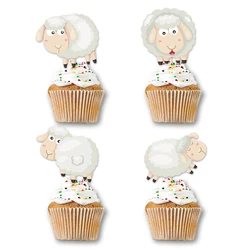 24pcs sheep themed birthday party cake dessert decoration, Muslin Eid Al Adha party supplies