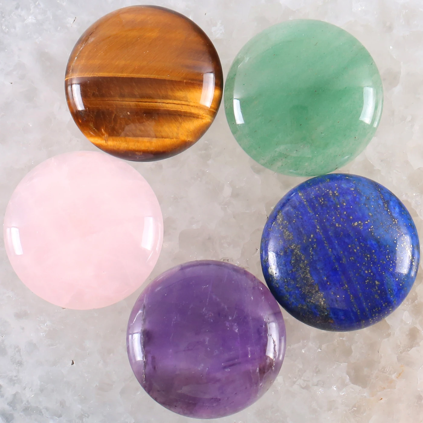 Cabochon Rond en Pierre Naturelle, Clip Rose, Sans Trou Percé, Perle, 30mm, 2 Pièces/Lot