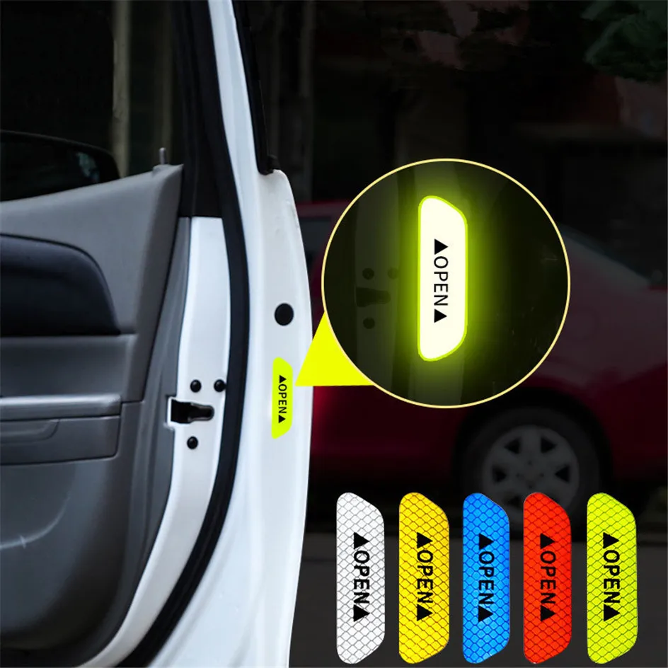 4PCS/set Car Reflective Strips Warning Stickers For Skoda Octavia 2 A7 Rapid Fabia Superb Kodiaq Karoq Citigo Car Door Stickers