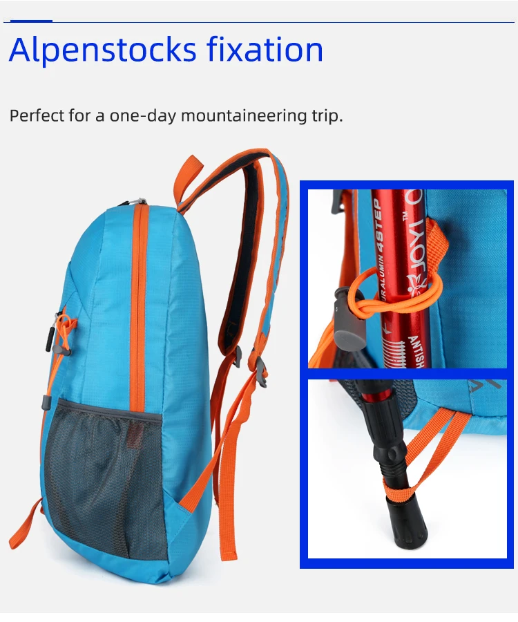 22L tragbarer faltbarer Rucksack, zusammenklappbare Bergsteigertasche, ultraleicht, Outdoor, Klettern, Radfahren, Reisen, Rucksack, Wandern, Tagesrucksack – Detail 13