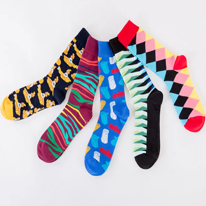 

5 pairs of socks plus size autumn and winter new men's socks colorful submarine plus size men's socks wholesale