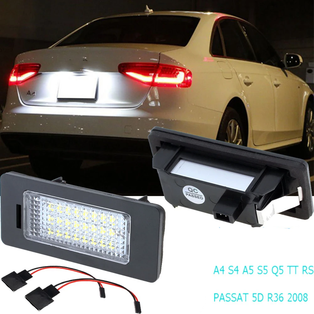 

LED License Plate Number Light For Q5 S5 A4 A5 TT Passat 5D R36 Night Registration Mark Signal Lighting Car 24 LEDs Withe Lamp