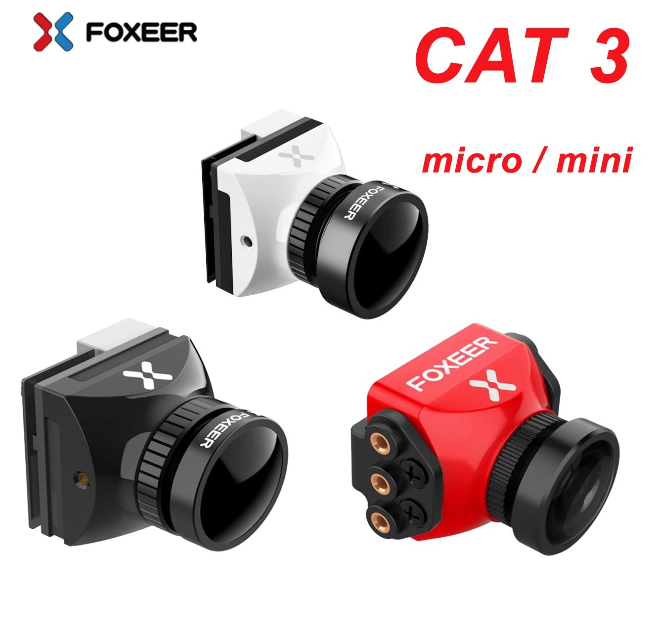 Foxeer Cat3  Mini/Micro Cat 3 Night Flight 1200TVL StarLight FPV Camera  0.0001lux 1/3\'\' Sensor 16:9 4:3 P/N Switchable for FPV