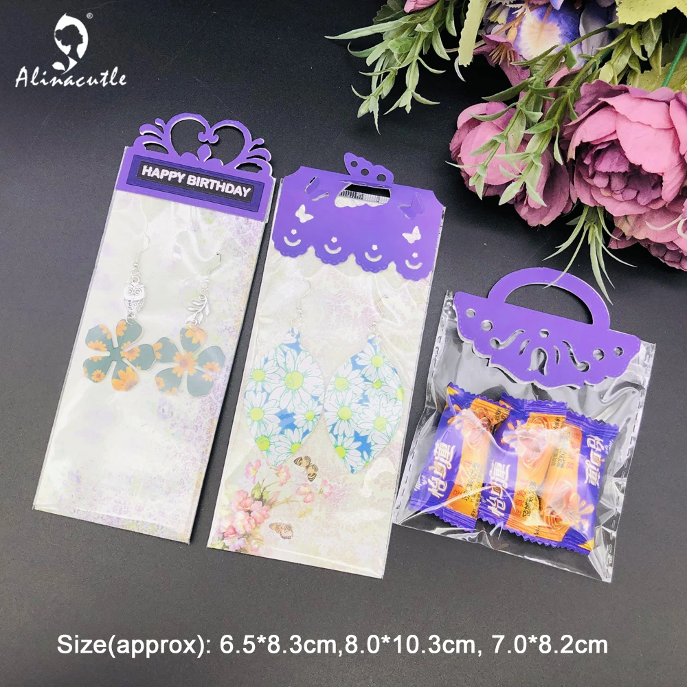 Alinacutle Metal Cutting Die Cut 3pc Heart Butterfly Bag Topper Set Scrapbooking Paper Craft Handmade Album Card Punch Art Knife