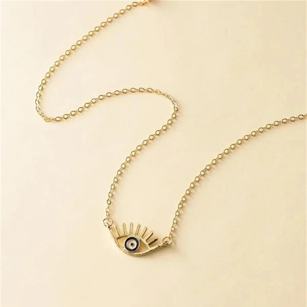 LXY-W 2021 New Fashion Boho Gold-plate Simple Eye Pendant Choker Necklace For Women Vintage Collar Girl‘s Jewelry Party Gift