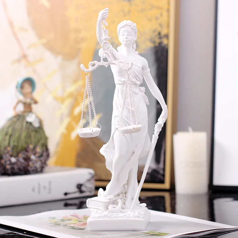 Greek Justice Goddess Statue/Fair Angels Resin Sculpture People Ornaments Vintage Home Decoration Accessories Office Crafts 27cm