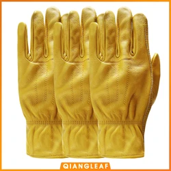 QIANGLEAF 3pcs New Men's Work Gloves Cowhide GlovesLeather Security Protection Wear Men Safety Winter Working Welding Glove 3ZG