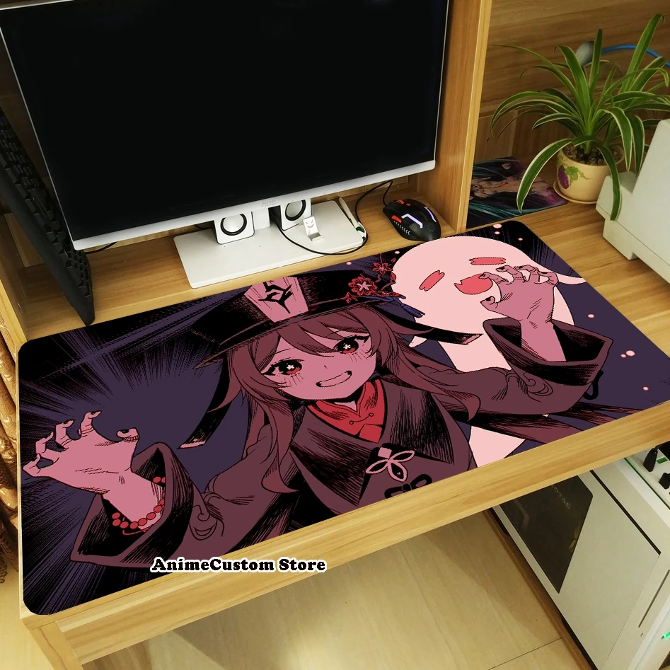 Hu Tao Large Thicken Mouse Pad Cosplay Laptop Gaming Mice Mat Tabletop Keyboard Mat Anti-Slip Playmat Otaku Decor