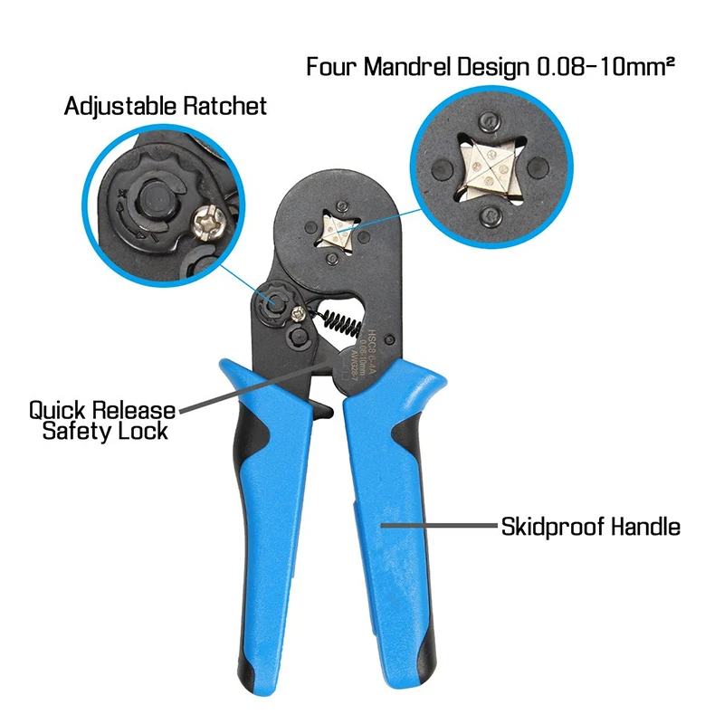 أنبوب محطة صندوق عدة العقص كماشة E0508 ~ E10-12 معزول الحبل نهاية سلك كهربائي كابلات الموصلات الحلقات 28-7AWG 0.08-10mm2 #5