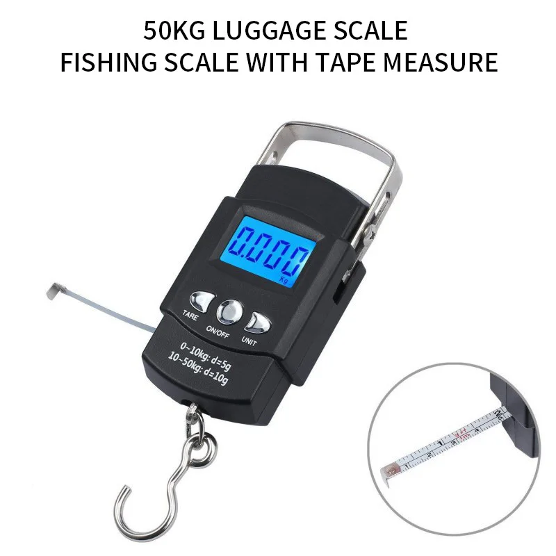 50kg/10g Oauee Mini bilancia elettronica per bagagli da pesca pesatura da viaggio Steelyard bilancia da cucina digitale portatile s