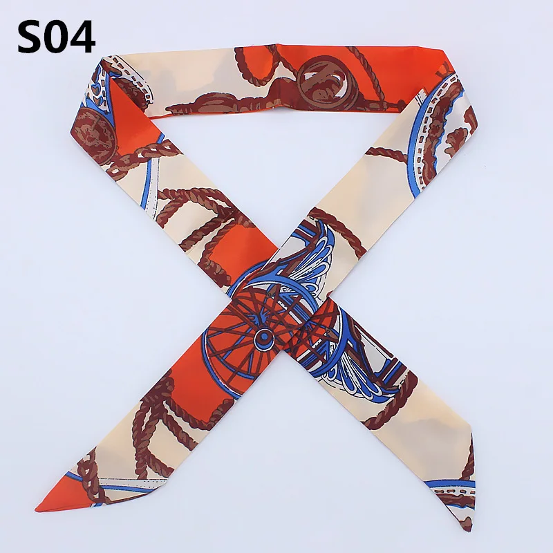 Small long skinny scarves 2020 new silk scarf women fashion Cashew print handle bag ribbons femme neckerchief head scarfs tie