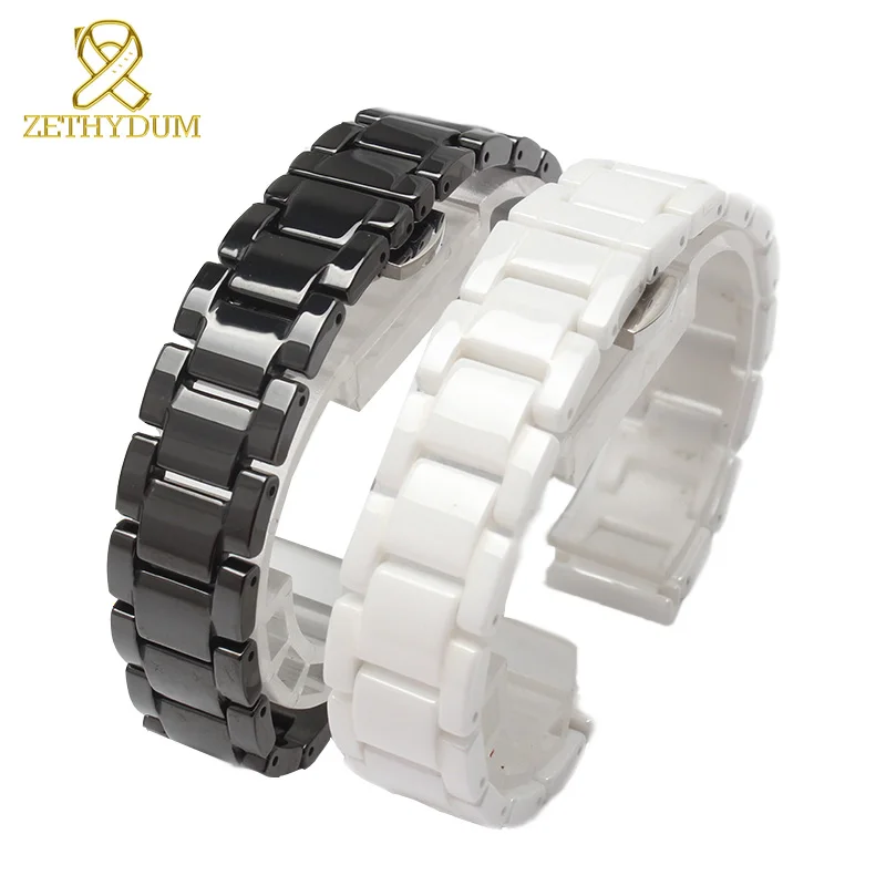 Ceramic watch bracelet 14mm 15 16 17 18 19 20 21mm 22mm watchband white black strap wristwatches band not fade water resistant