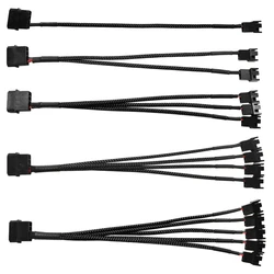 4pin IDE Molex to 4-Port 3Pin/4Pin Power Supply Cable Black Sleeved Cooling Fan Splitter Power Cord Plug Cooler Wire for PC