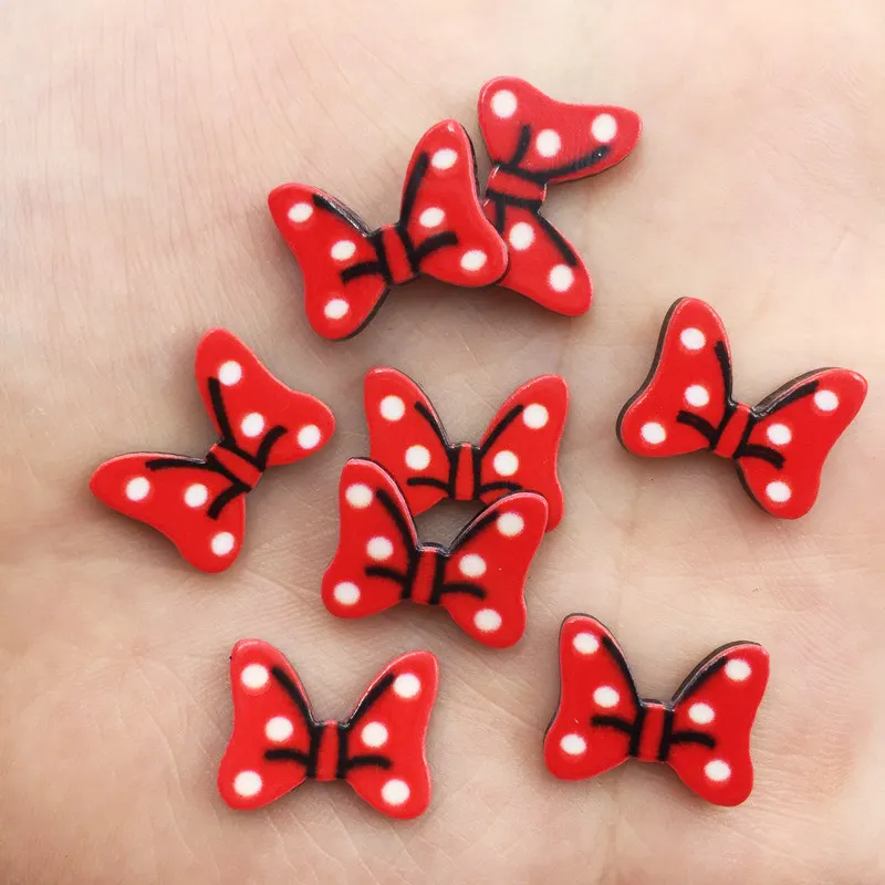 Lovely Colorful Red Dot Bow Flat Back Acrylic Sheet Miniature Pattern Applique DIY Wedding Scrapbook Home Decor Crafts OF861