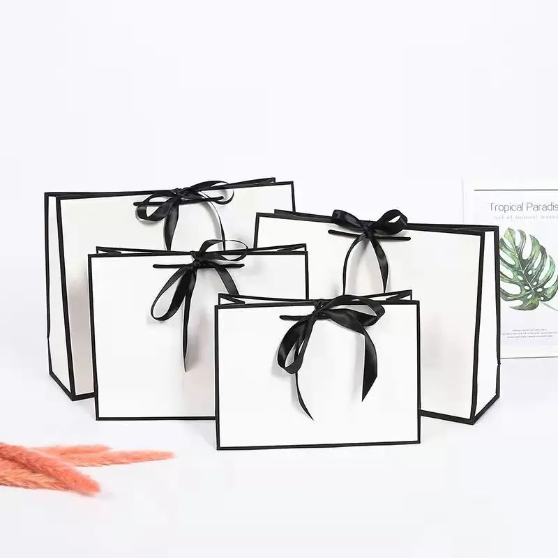 

10pcs Large Present Box For Pajamas Clothes Books Packaging Gold Handle Paper Box Bags Kraft Paper Gift Bag With Handles