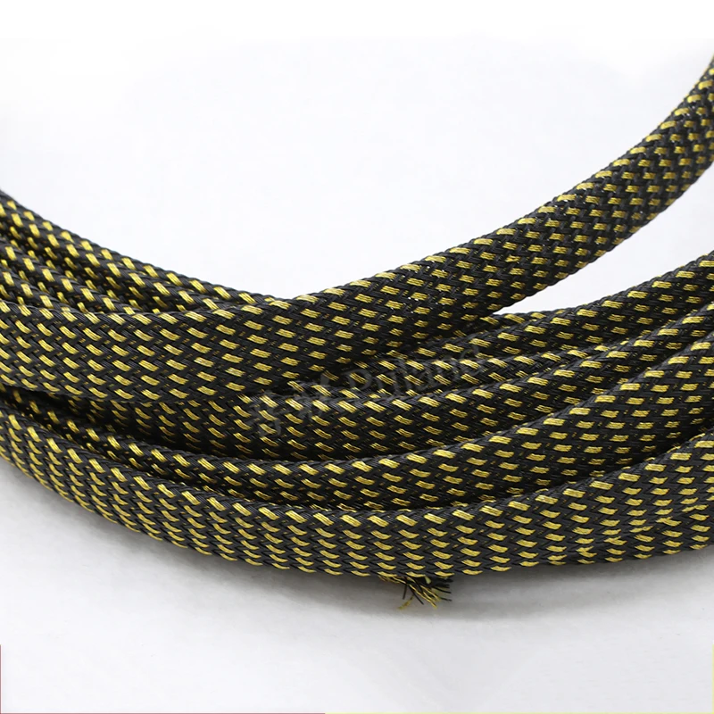 1-20M 4-16mm Black-gold Cable Sleeves Snakeskin Mesh Wire Protect Nylon Tight PET Expandable Insulation Sheathing Braided Pipe