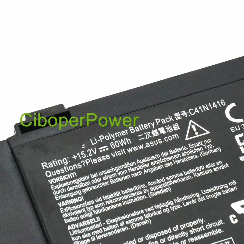 New C41N1416 Laptop Battery for G501 G501J UX501LW N501L UX501J Series G501VW 15.2V 60Wh